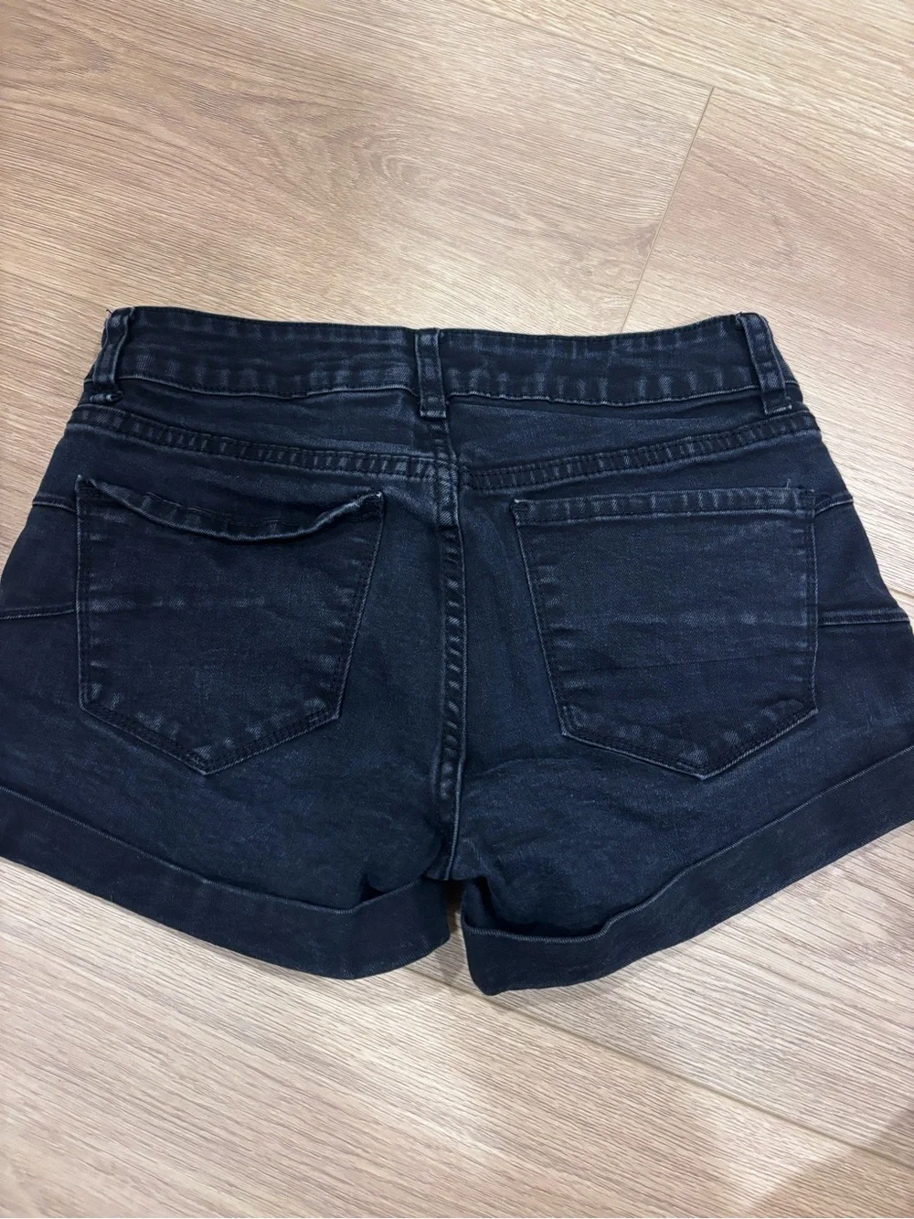 Midrise Black Denim Shorts